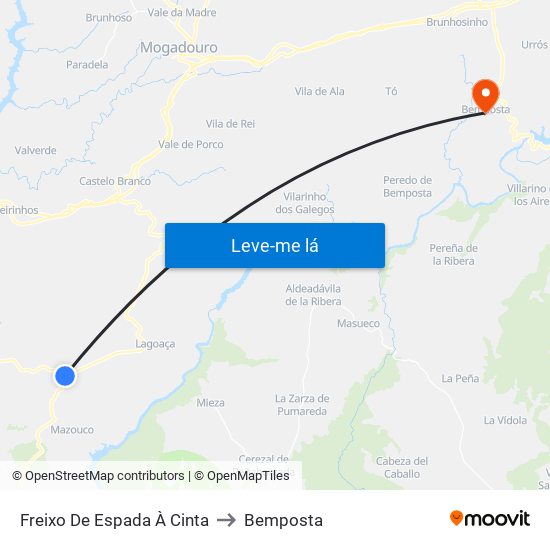 Freixo De Espada À Cinta to Bemposta map