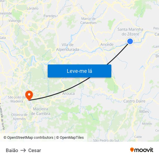 Baião to Cesar map