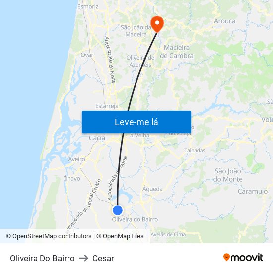 Oliveira Do Bairro to Cesar map