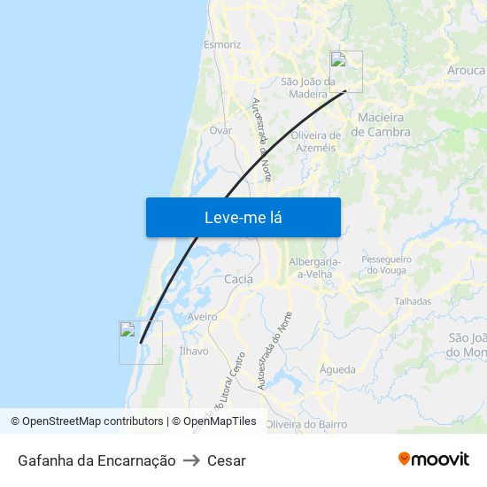 Gafanha da Encarnação to Cesar map