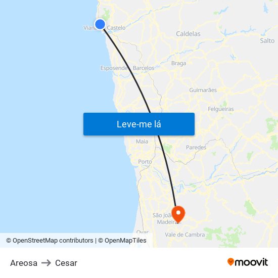 Areosa to Cesar map