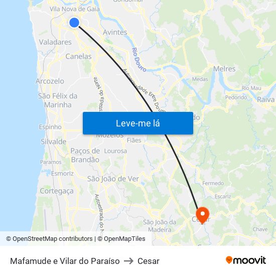 Mafamude e Vilar do Paraíso to Cesar map