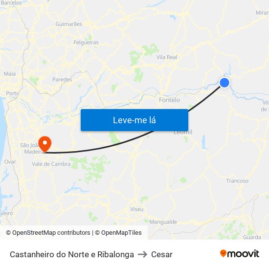 Castanheiro do Norte e Ribalonga to Cesar map