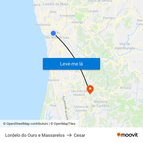 Lordelo do Ouro e Massarelos to Cesar map