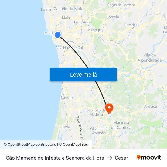 São Mamede de Infesta e Senhora da Hora to Cesar map