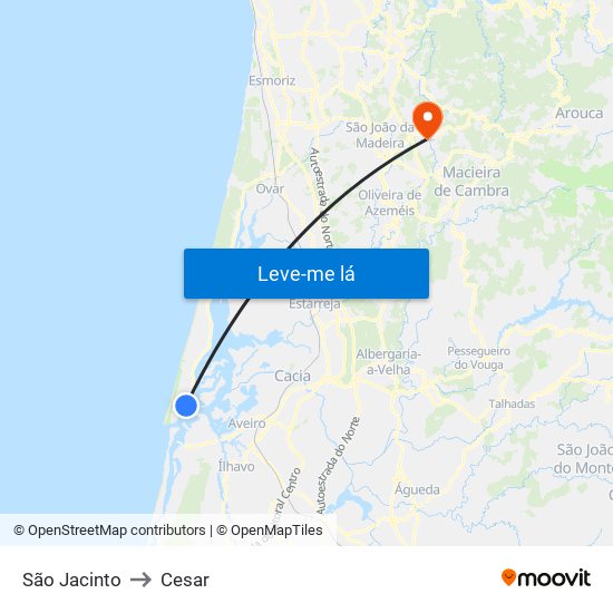 São Jacinto to Cesar map