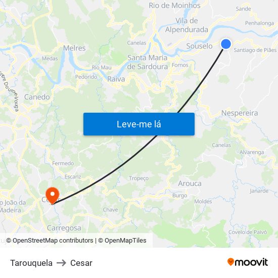 Tarouquela to Cesar map