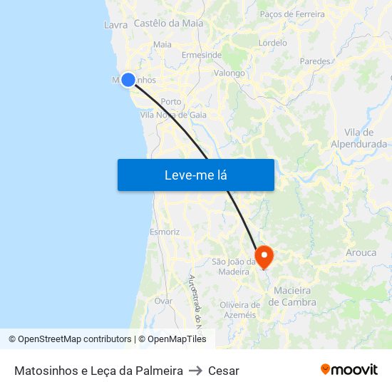 Matosinhos e Leça da Palmeira to Cesar map