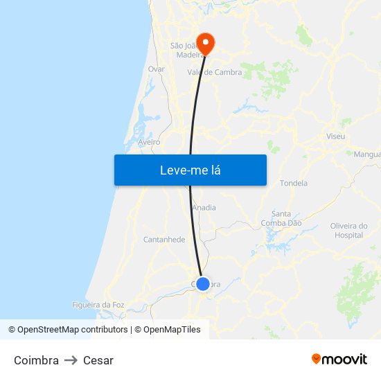 Coimbra to Cesar map