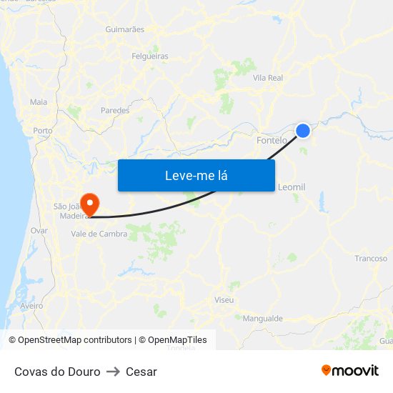 Covas do Douro to Cesar map