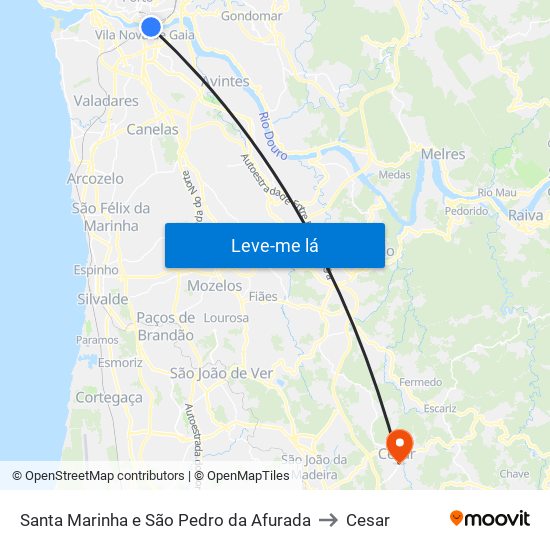 Santa Marinha e São Pedro da Afurada to Cesar map