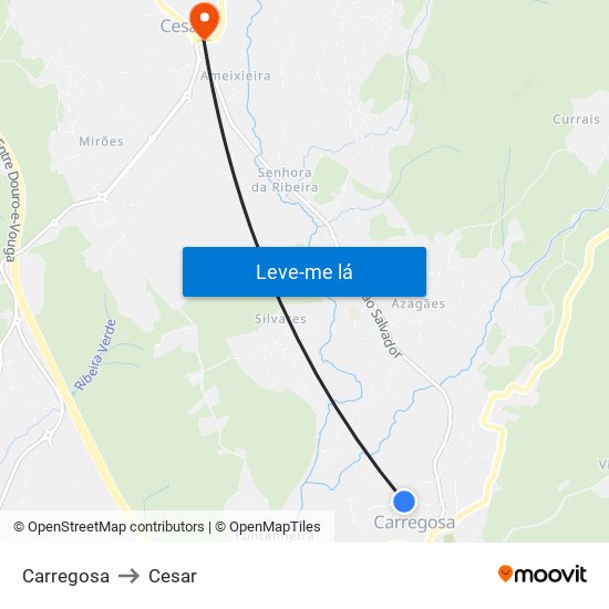 Carregosa to Cesar map