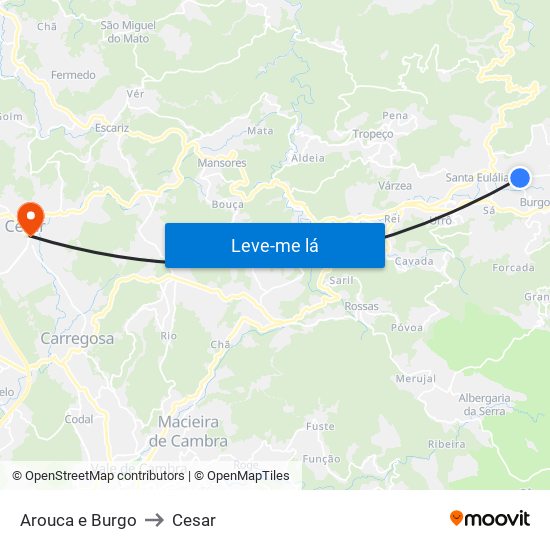 Arouca e Burgo to Cesar map