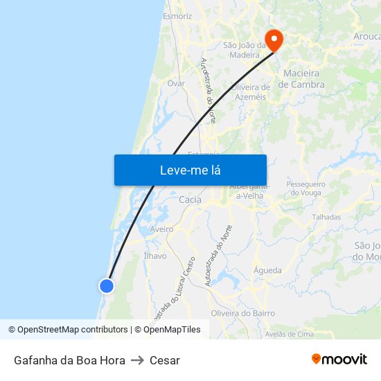 Gafanha da Boa Hora to Cesar map