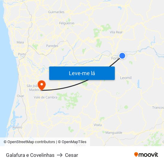 Galafura e Covelinhas to Cesar map