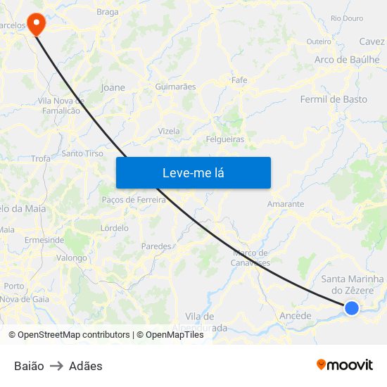 Baião to Adães map