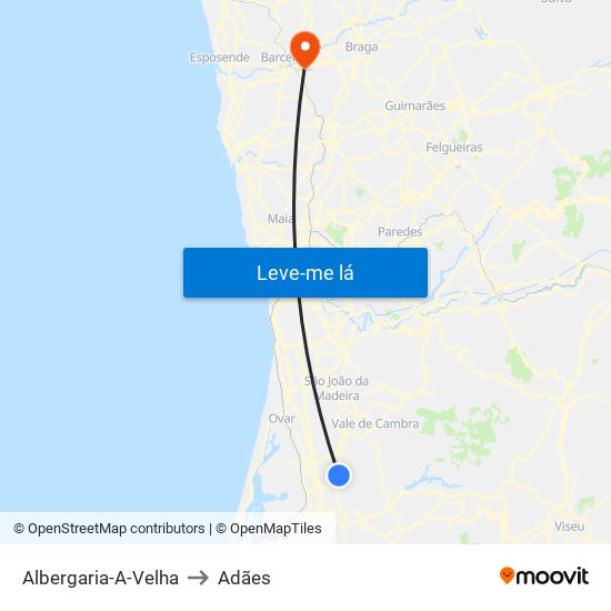 Albergaria-A-Velha to Adães map