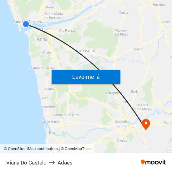 Viana Do Castelo to Adães map