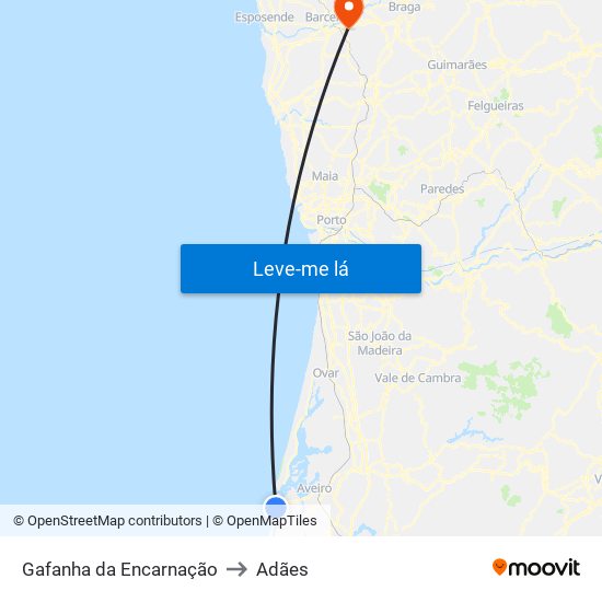 Gafanha da Encarnação to Adães map