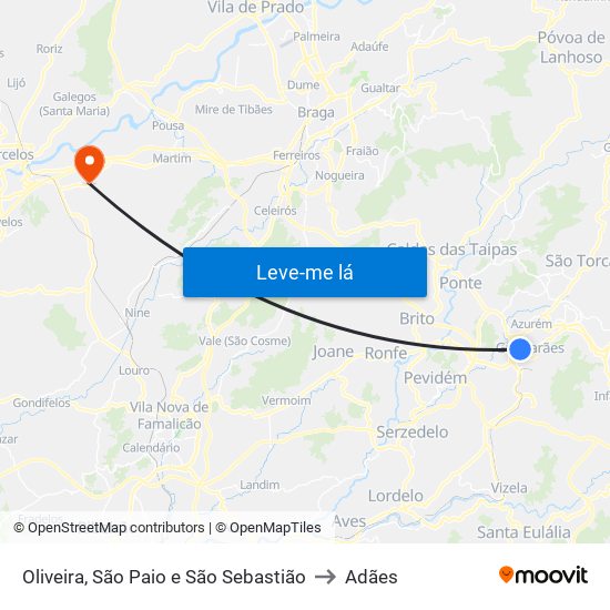 Oliveira, São Paio e São Sebastião to Adães map