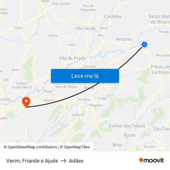 Verim, Friande e Ajude to Adães map