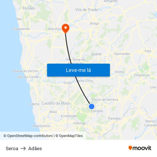 Seroa to Adães map