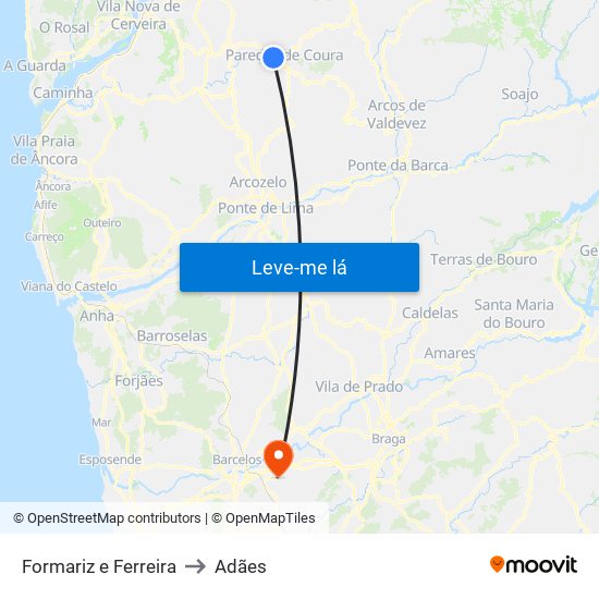 Formariz e Ferreira to Adães map