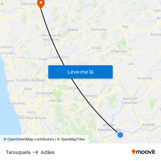 Tarouquela to Adães map