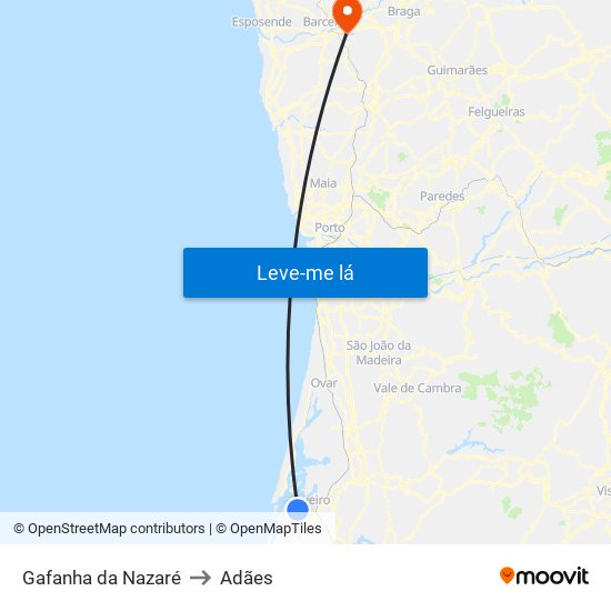 Gafanha da Nazaré to Adães map