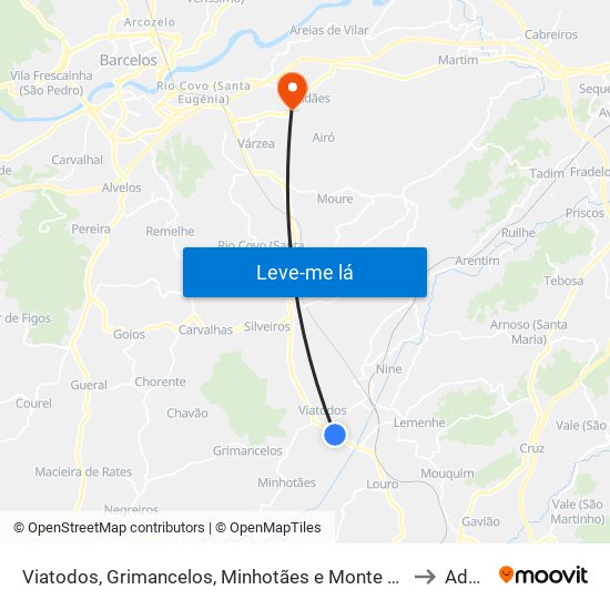 Viatodos, Grimancelos, Minhotães e Monte de Fralães to Adães map