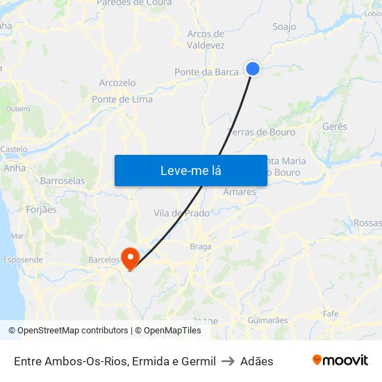 Entre Ambos-Os-Rios, Ermida e Germil to Adães map