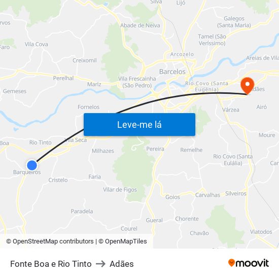 Fonte Boa e Rio Tinto to Adães map