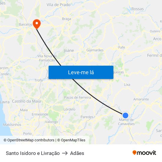 Santo Isidoro e Livração to Adães map