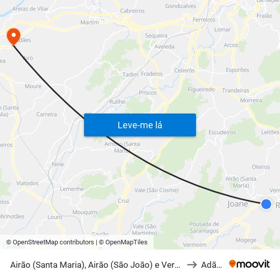 Airão (Santa Maria), Airão (São João) e Vermil to Adães map