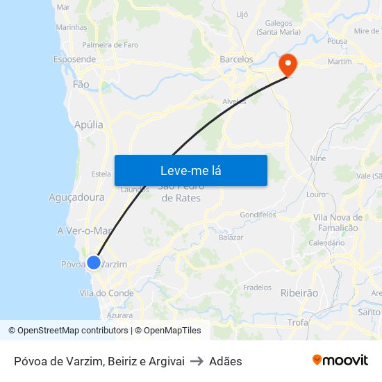 Póvoa de Varzim, Beiriz e Argivai to Adães map