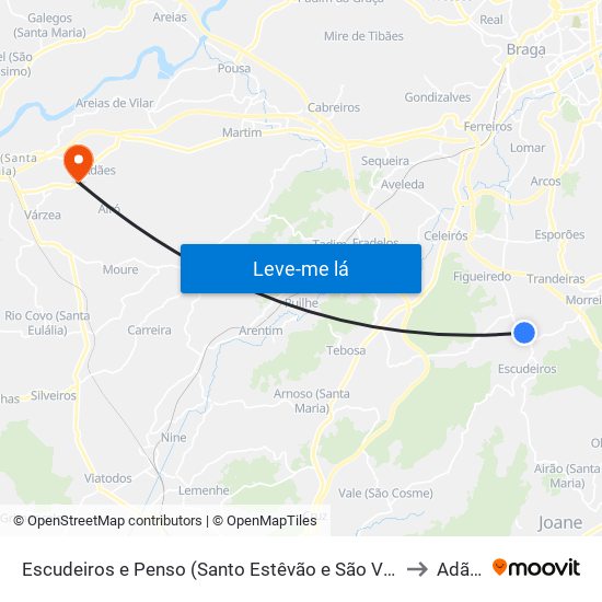 Escudeiros e Penso (Santo Estêvão e São Vicente) to Adães map