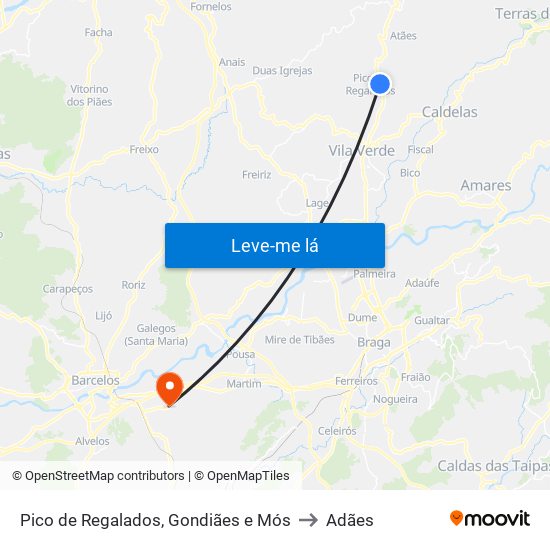 Pico de Regalados, Gondiães e Mós to Adães map