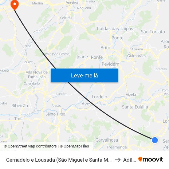 Cernadelo e Lousada (São Miguel e Santa Margarida) to Adães map