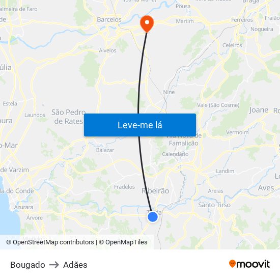 Bougado to Adães map
