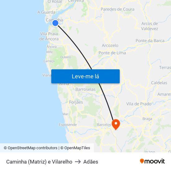 Caminha (Matriz) e Vilarelho to Adães map
