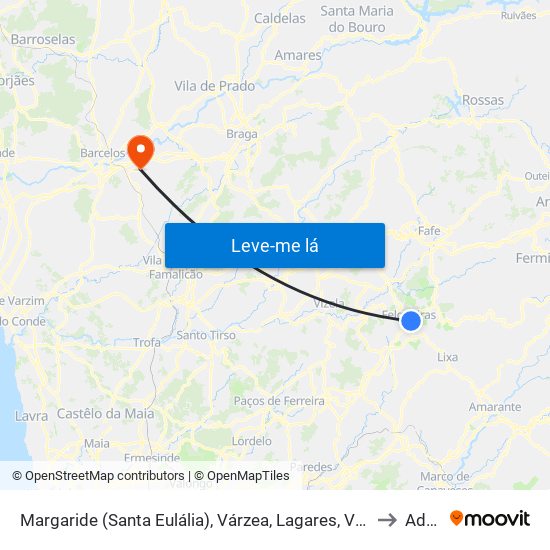 Margaride (Santa Eulália), Várzea, Lagares, Varziela e Moure to Adães map