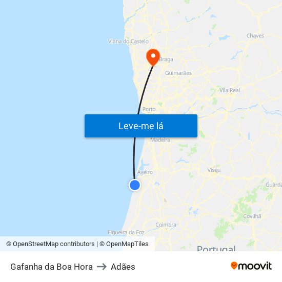 Gafanha da Boa Hora to Adães map