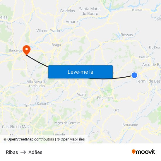 Ribas to Adães map