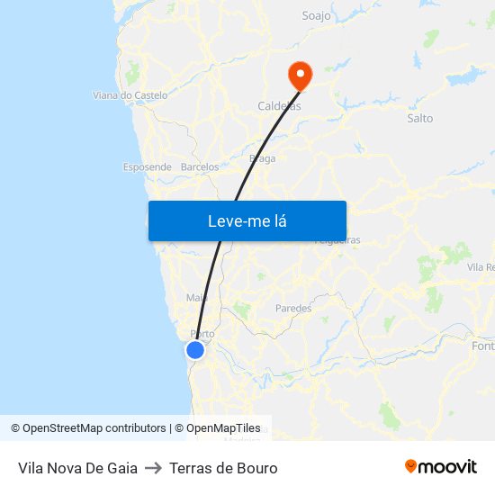 Vila Nova De Gaia to Terras de Bouro map