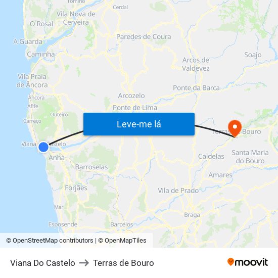 Viana Do Castelo to Terras de Bouro map