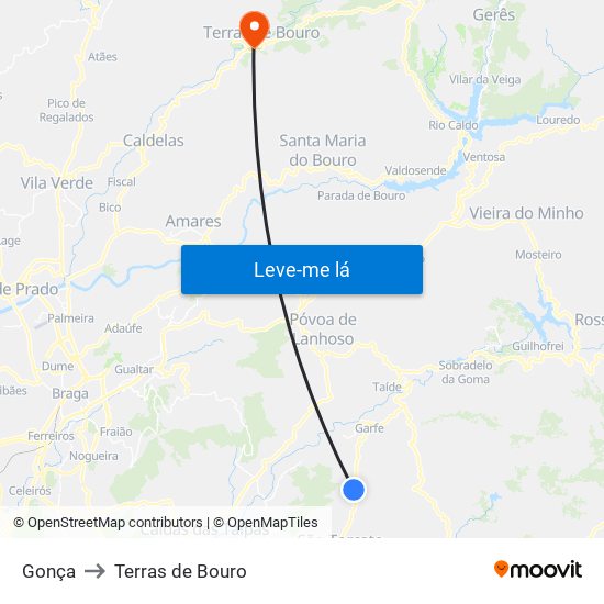 Gonça to Terras de Bouro map