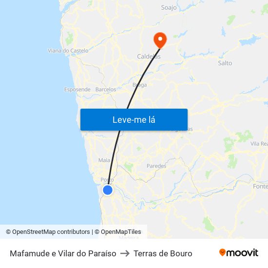 Mafamude e Vilar do Paraíso to Terras de Bouro map