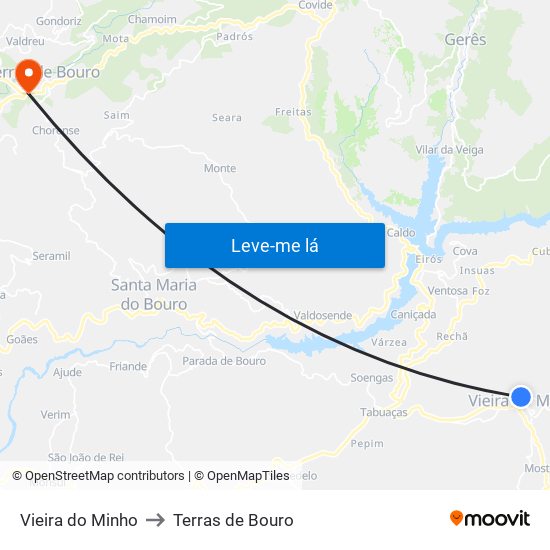 Vieira do Minho to Terras de Bouro map