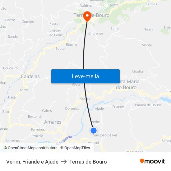 Verim, Friande e Ajude to Terras de Bouro map