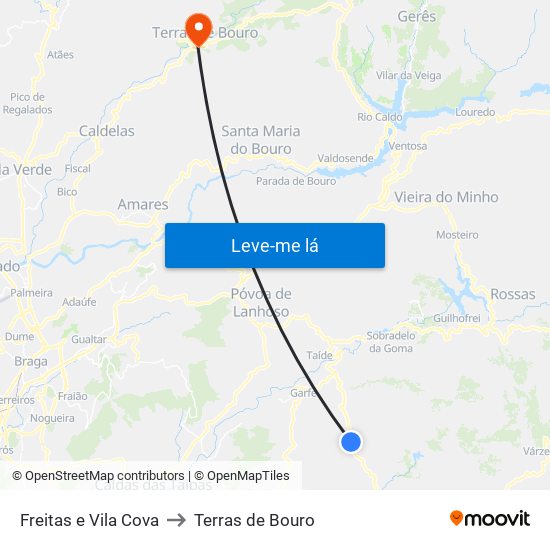 Freitas e Vila Cova to Terras de Bouro map